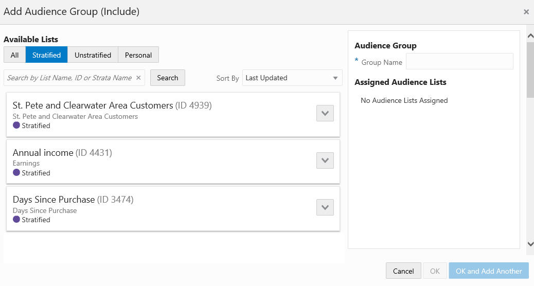 This figure shows the Add Audience Group - Include