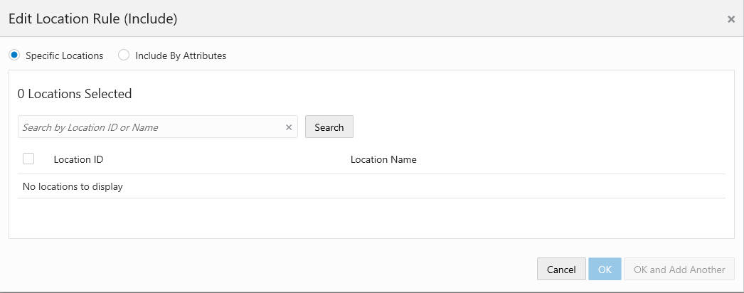 This figure shows the Edit Location Rule - Include