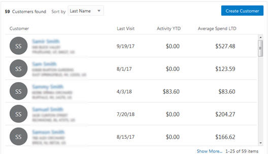 This figure shows the Customers Found List.