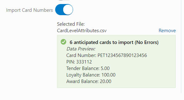 Import Card Numbers