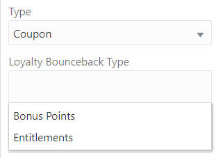 Loyalty Bounceback Type Filter Options