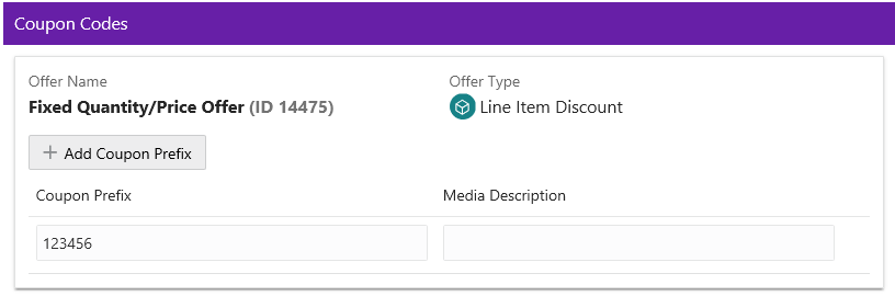 This figure shows the Coupon Codes Tab: Coupon Serialization - ON.