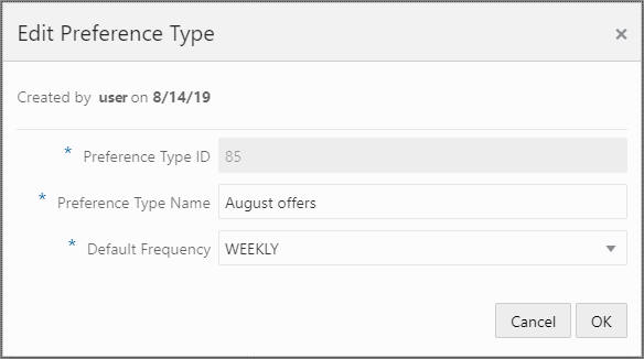 This figure shows the Edit Preference Type