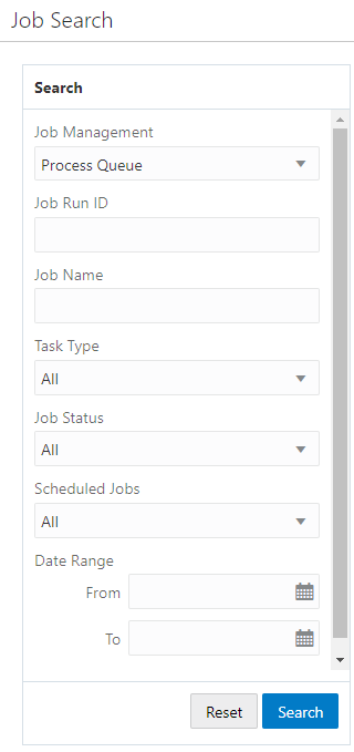 Job Advanced Search - Process Queue