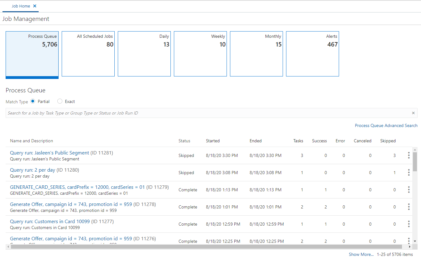 Job Management - Process Queue Tile