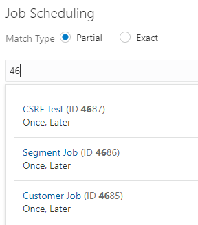 Jobs Scheduling Quick Search Results