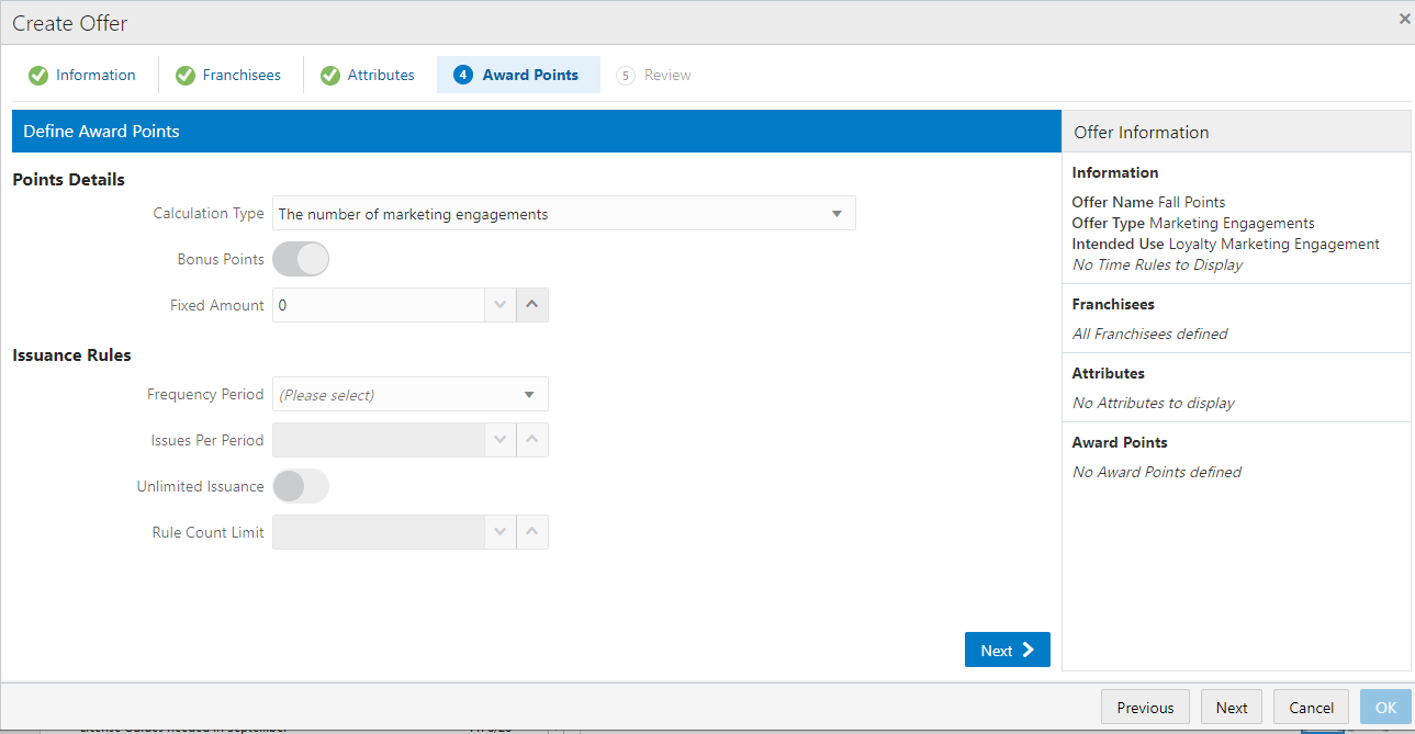 Award Points Tab - Marketing Engagements Award Points Tab - Marketing Engagements