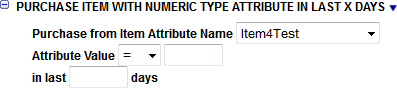 This figure shows the Purchased Item with Numeric Type Attribute in Last X Days