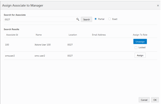 This figure shows the Assign Associate to Manager