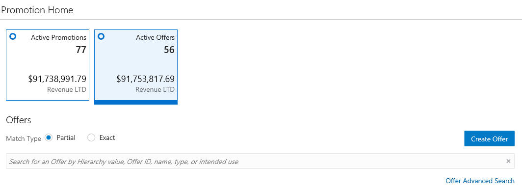 This figure shows the Promotion Home Active Offers Metric Tile