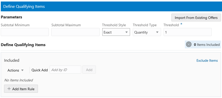 This figure shows the Qualifying Items Tab This figure shows the Qualifying Items Tab