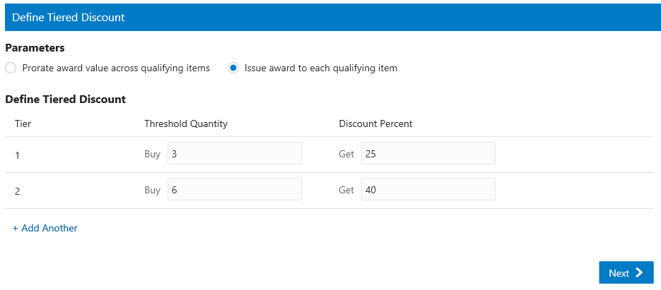 This figure shows the Define Tiered Discount This figure shows the Define Tiered Discount