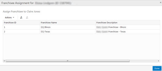 This figure shows the Franchisee Assignment