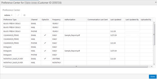 This figure shows the Preference Center