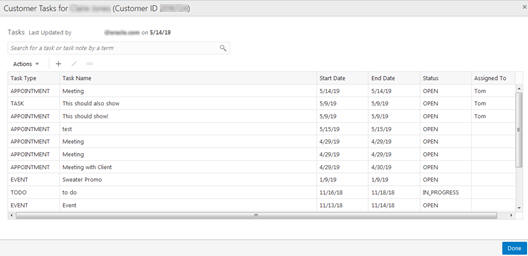 This figure shows the Customer Tasks