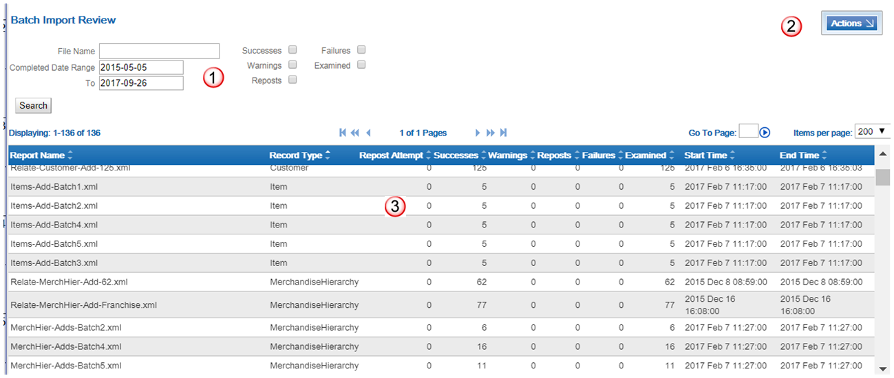 Batch Import Review List Batch Import Review List