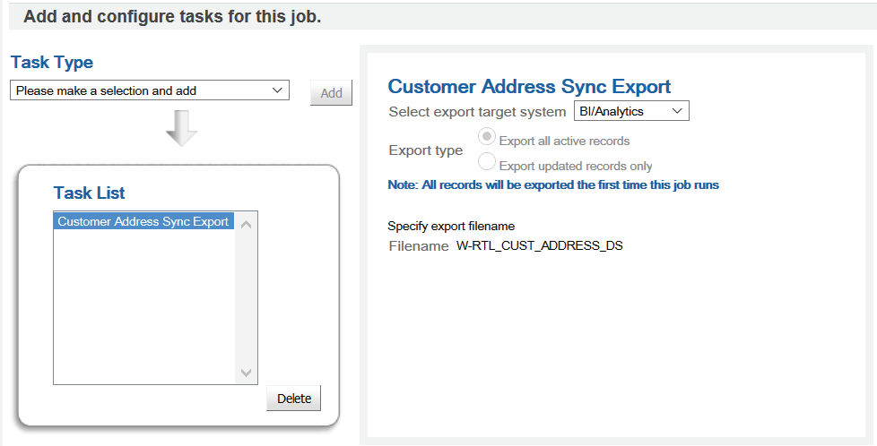 Customer Address Sync Export Parameters - BI/Analytics Customer Address Sync Export Parameters - BI/Analytics