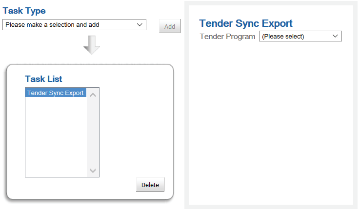 This image shows the Tender Sync Export Parameter. This image shows the Tender Sync Export Parameter.