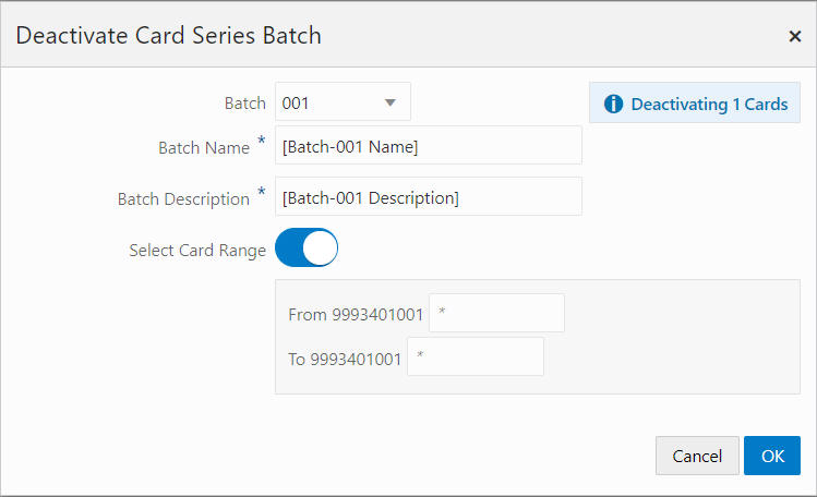 Deactivate Card Series Batch