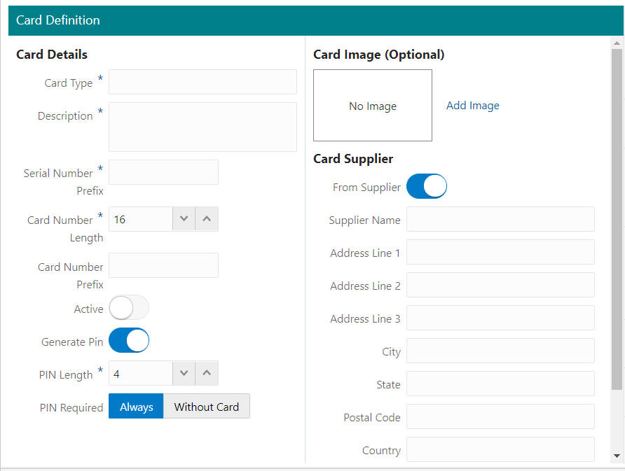 Card Definition Tab