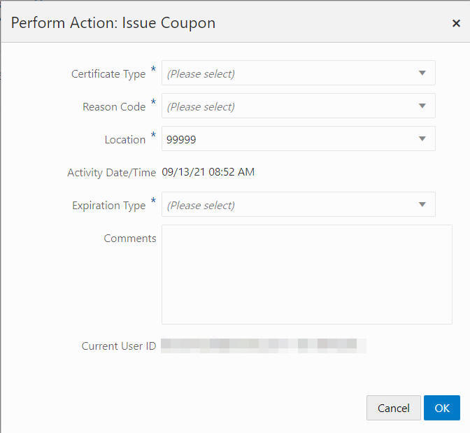Perform Action: Issue Coupon