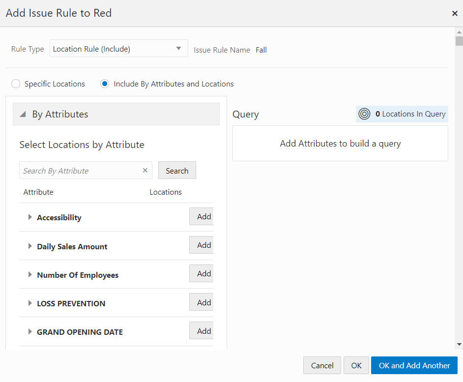 Location Rule (Include) - Include By Attributes and Locations