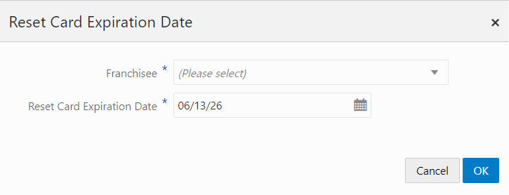 Reset Card Expiration Date Window