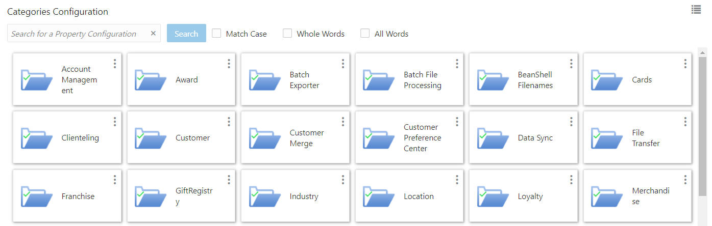 Categories Configuration