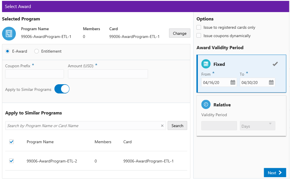 This figure shows the Apply to Similar Programs