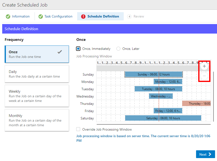 Scheduled Definition Tab
