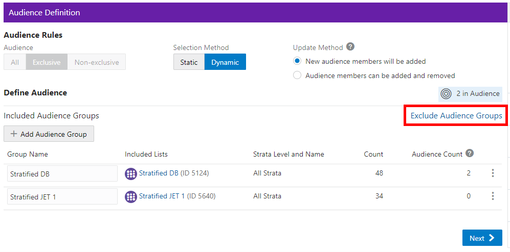 Audience Definition - Exclude Audience Groups
