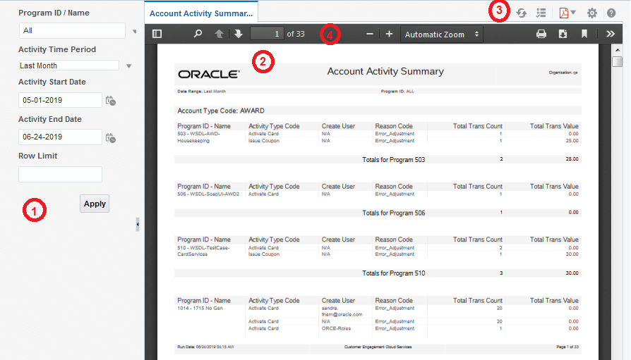 This figure shows the Report Content