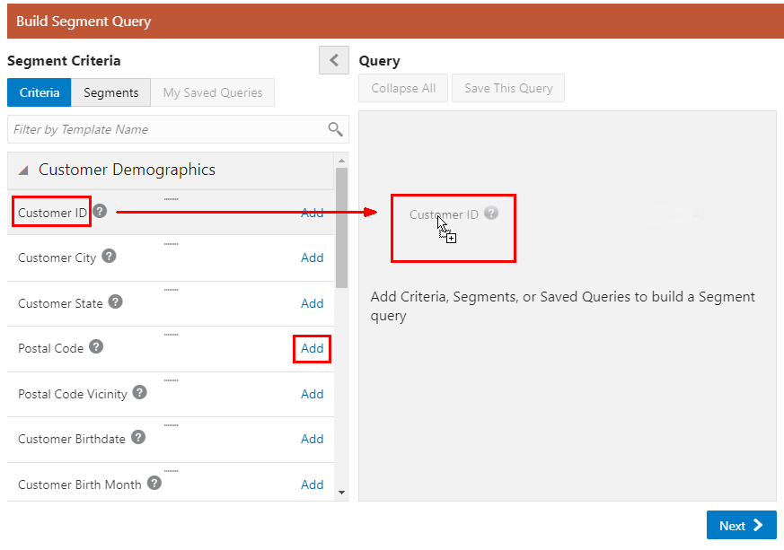 This figure shows Adding Criteria to Query