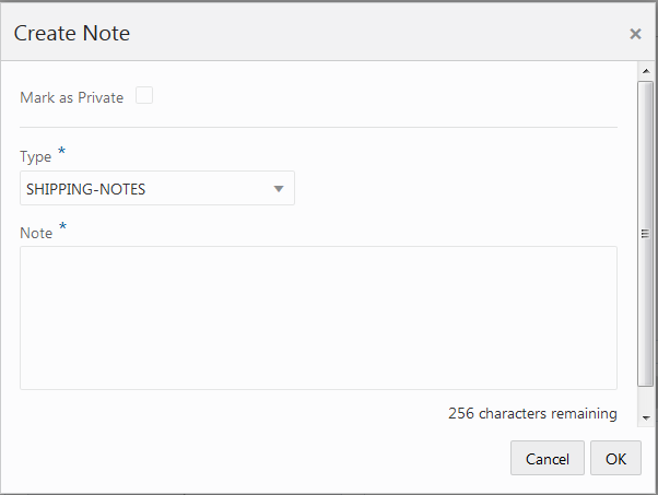This figure shows the Create Note