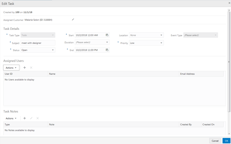 This figure shows the Edit Task