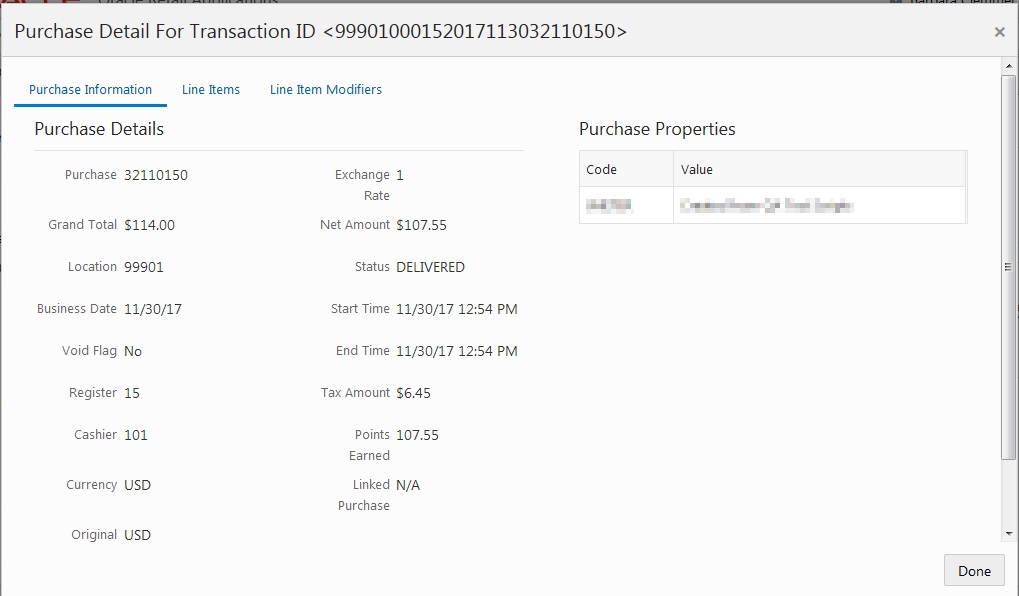 This figure shows the Purchase Detail - Purchase Information