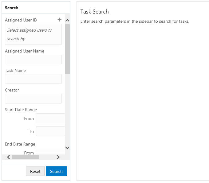 This figure shows the Search Panel Options