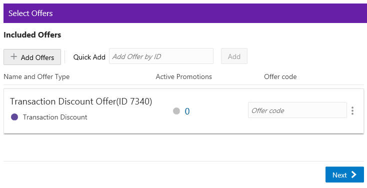 This figure shows the Offers Tab