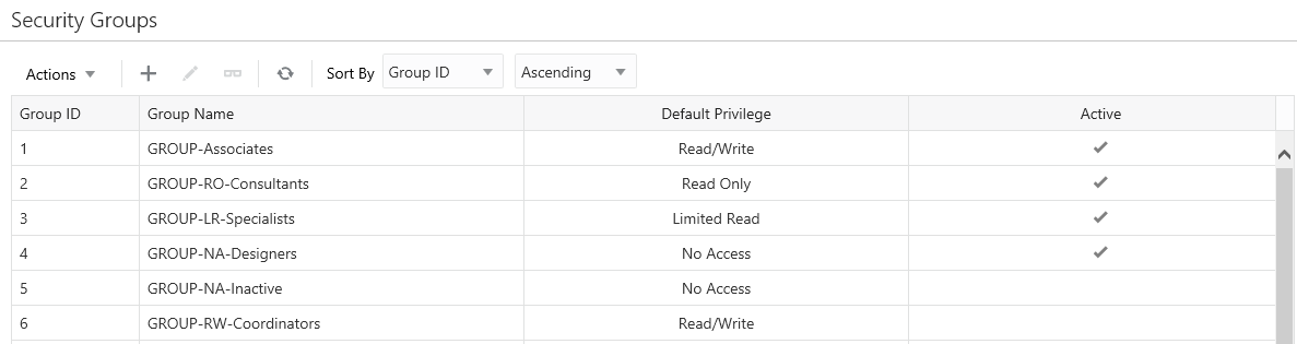 This figure shows the Security Groups
