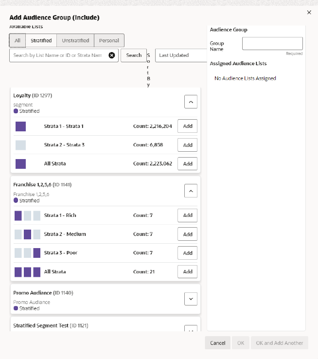 This figure shows the Add Audience Group - Include