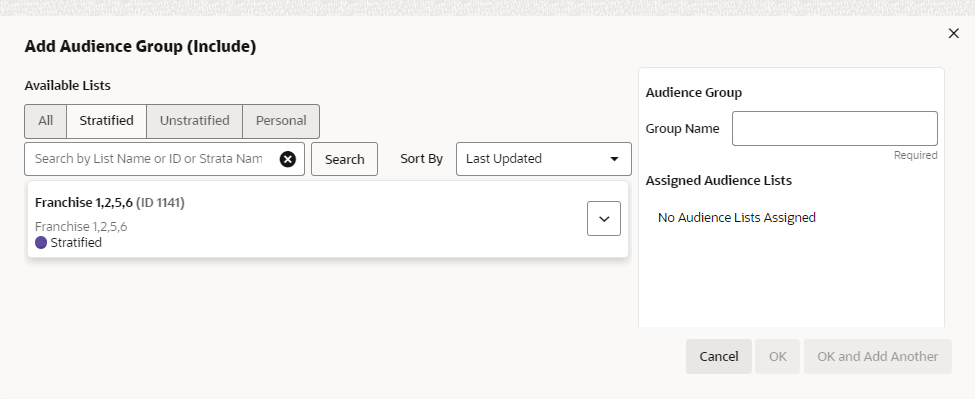 This figure shows the Add Audience Group - Include