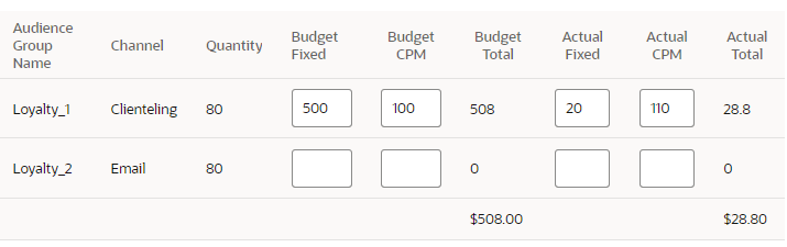 This figure shows the Audience Group Costs