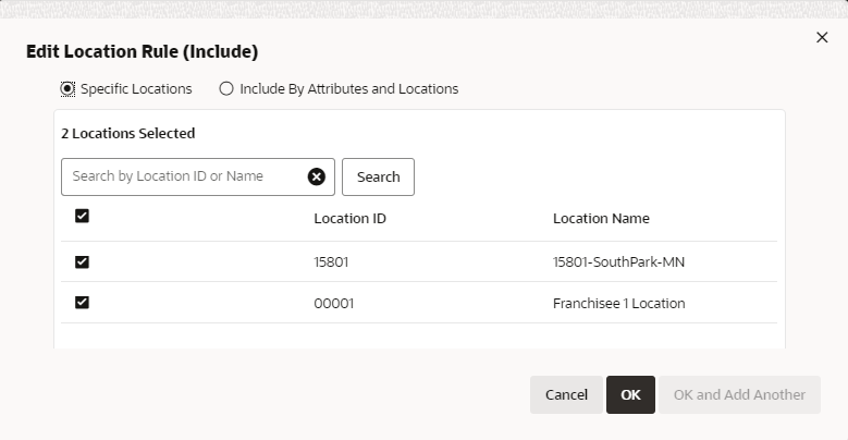 This figure shows the Edit Location Rule - Include