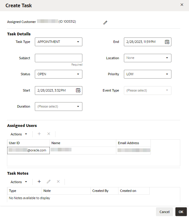 This figure shows the Create Task