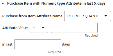 This figure shows the Purchased Item with Numeric Type Attribute in Last X Days