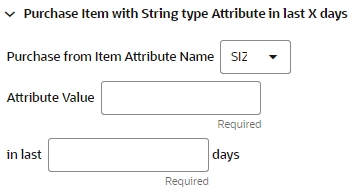 This figure shows the Purchase Item with String Type Attribute in Last X Days
