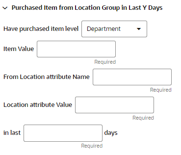 This figure shows the Purchased Item from Location Group in Last Y Days.