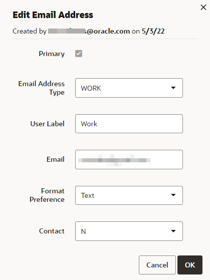 This figure shows the Edit Email Address dialog