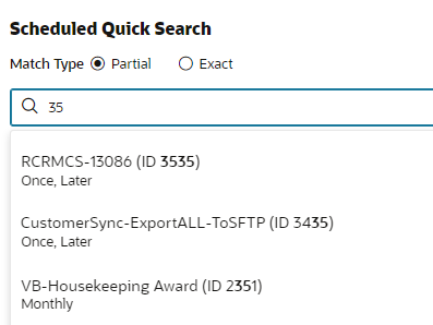 Jobs Scheduling Quick Search Results