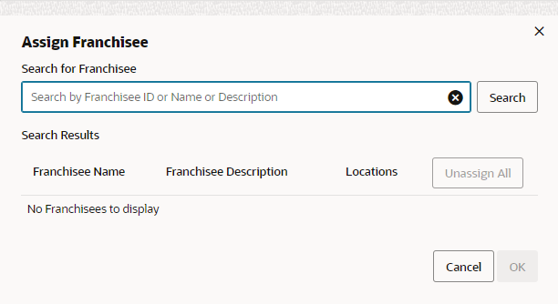 This figure shows the Assign Franchisee